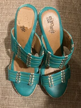 Eurosoft Teal Slip-On Woven Mule